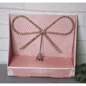 Cupcakes & Cashmere Gold‎ Rhinestone Bow Christmas Tree Topper 10" Glam Bling